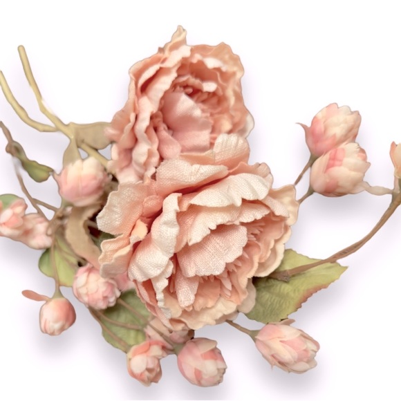 Blush Pink Roses Peonies Floral Green Leaves Wedding Dining Table Arrangement - Picture 1 of 16